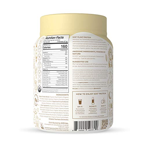 KOS Organic Plant Based Protein Powder, Vanilla Delicious Vegan