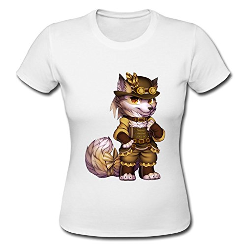Steampunk Fox Custom Design Womens Cotton T-shirt Tee White Large
