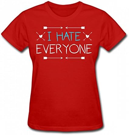 PUDNTSD I Hate Everyone Humor Saying Fun Tshirt Fashion Print T-Shirts Valentine Women Tee Red