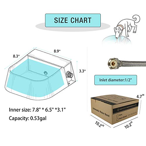 Namsan Dog Automatic Waterer Automatic Water Bowl Feeder with Float Valve for Dogs, Cats, Chickens, Connect 1/2" Water Hose, 2L