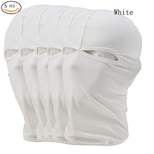 5pcs Lots White 2 Holes Windproof Ski Mask Cold Weather Face Mask Motorcycle Neck Warmer or Tactical Ultimate Thermal Retention in Outdoors Super Comfortable Hypo-allergenic Moisture Wicking by CxYua