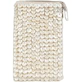 Bamboo Trading Company SHB472 Capiz Flower Club Bag, 7-inch Height, White