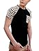 Allegra K Men Round Neck Color Block Leopard Prints Raglan Sleeves T-Shirt