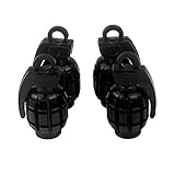 Senzeal 4x Aluminum Grenade Bomb Style Universal Car Truck Motocycle Wheel Tyre Valve Caps Bicycle Tire Air Valve Cover Black