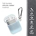 Airpods Case, GMYLE Silicone Protective Shockproof Airpods Earbuds Case Cover Skin with Keychain, Women Girls Cute, Compatible for Apple AirPods 2 & 1 - Light Aqua Blue [Front LED Visible]
