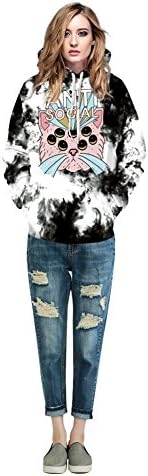 Hoodie, MagiQK Halloween Alien Cat Sweatshirts, Funny 3D Printing Street Snap Lover's Hoody, ANTI SOCIAL Pullover (L/XL, Women)