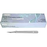 Premiere 9411 Disposable Scalpels with #11 High-Carbon Steel Blades, Plastic Handle, Sterile, Individually Foil Wrapped, Box of 10 pcs