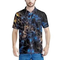 HUGS IDEA Colorful Lightning Golf Shirts for Men