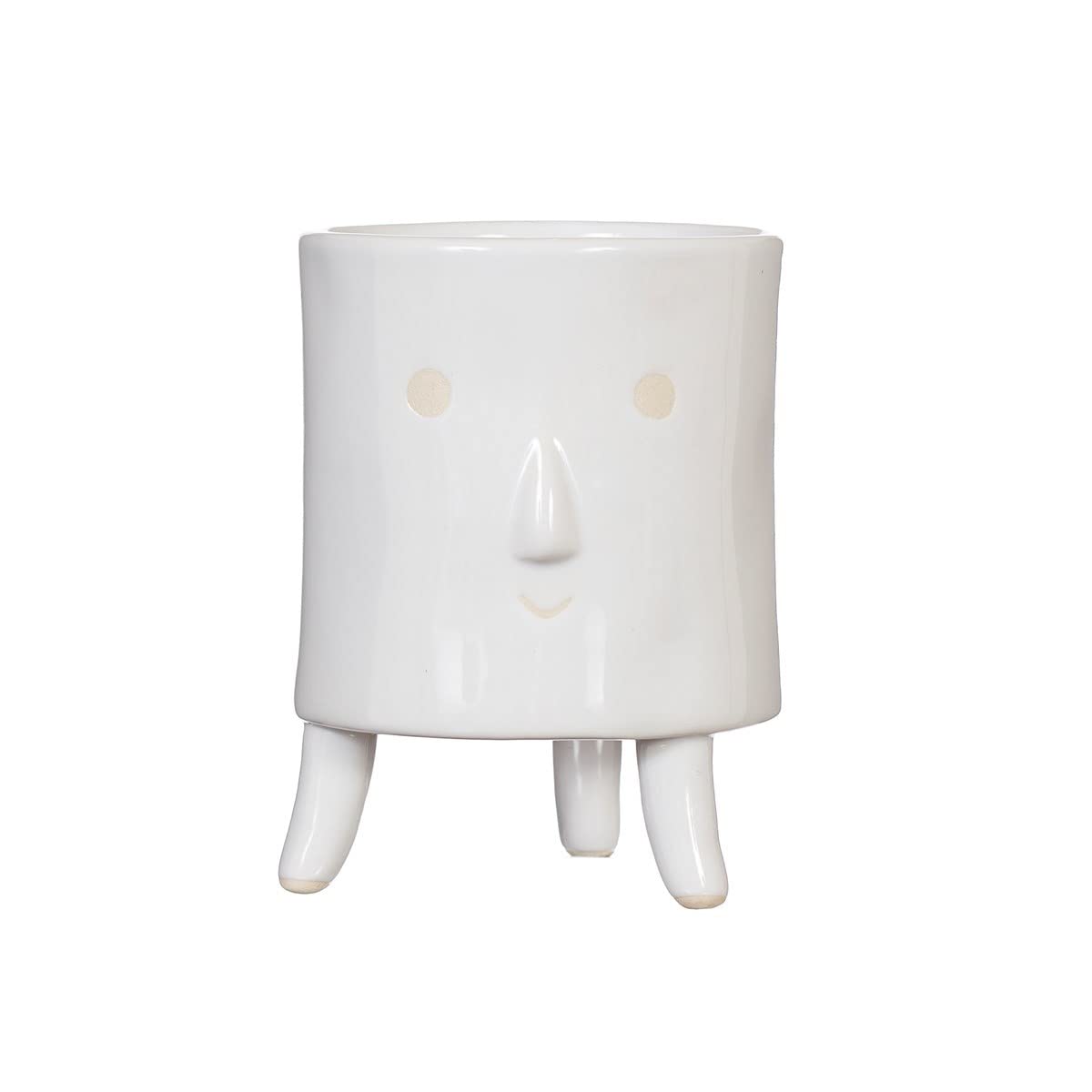 Sass & Belle Little Smiley Face Glaze White Leggy Planter