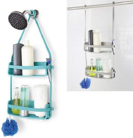 AVMART Multi Purpose Plastic Flexible Shower Wall Hanging Kitchen/Bathroom Rack Shelf (68 cm, Green)