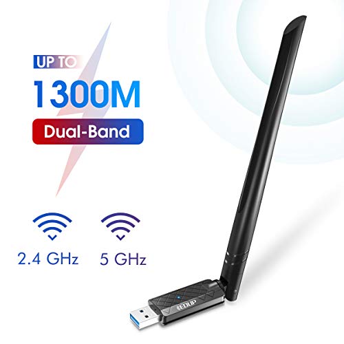 EDUP USB 3.0 WiFi Adapter 1300Mbps Dual Band Wireless Network Adapter 802.11 AC 6dBi Antenna for Desktop PC Wi-Fi Dongle Compatible Windows 10/7 /8/8.1 /XP Mac OS X 10.6-10.15