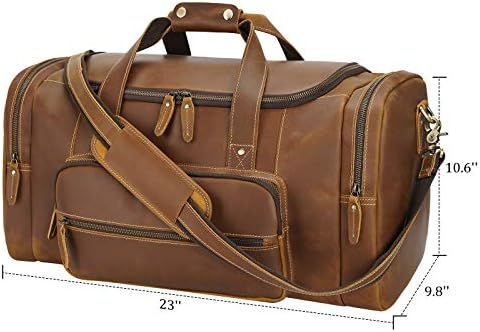Polare 23" Full Grain Cowhide Leather Gym Duffle Weekender Overnight Travel Duffel Bag For Men 9 Polare 23" Full Grain Cowhide Leather Gym Duffle Weekender Overnight Travel Duffel Bag For Men