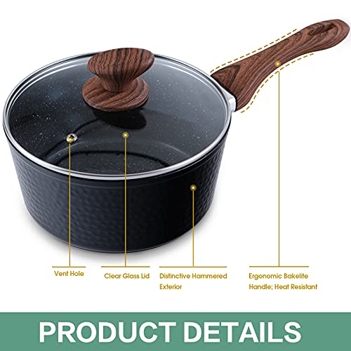 Pots and Pans Set Nonstic, 15 Piece Kitchen Cookware Sets with GraniteCoated for Induction