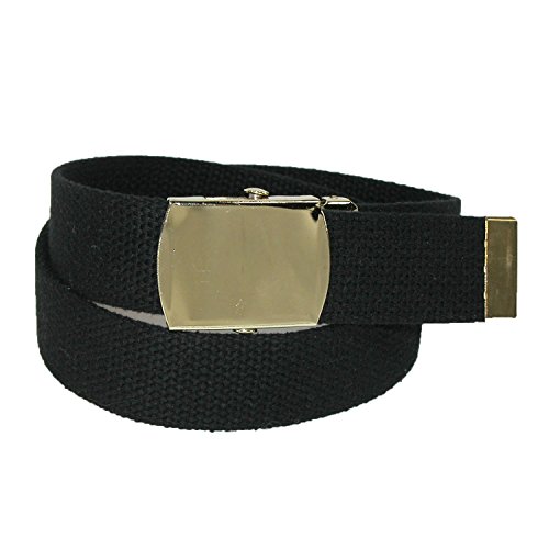 CTM Big & Tall Adjustable Cotton Belt – Navy, 1.25 Inch Wide, Brass Military Buckle, Up To 60 Inches - View #2