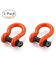 Automotive Parts and Accessories: Shackles 3/4" (2 PACK) RETECK D ring Shackle Rugged Unbreakable Maximum Breaking Strength 28.5 Ton (57,000 Lbs) with 7/8 Pin Bow Screw Heavy Duty D Ring for Jeep Vehicle Recovery, Orange - RETECK