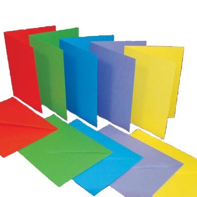 craft uk Blank greeting 20 cards & 20 envelopes C6 Bright set (Red, Green, Blue, Purple, Yellow)