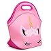 Moonmo Cat Face Unicorn Face Insulated Neoprene Lunch Bag for Women and Kids - Reusable Soft Lunch Tote for Work and School (Unicorn Pink)
