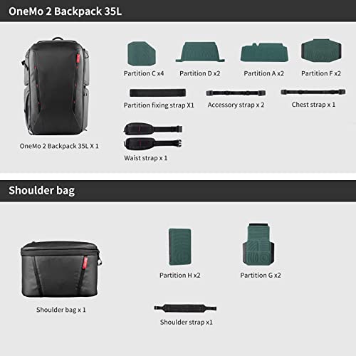 PGYTECH OneMo 2 Photography Backpack with Shoulder Bag for 16.5" Laptop for Photographers, Waterproof DSLR Backpack