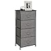 mDesign Vertical Dresser Storage Tower - Sturdy Steel Frame, Wood Top, Easy Pull Fabric Bins - Organizer Unit for Bedroom, Hallway, Entryway, Closets - Textured Print - 4 Drawers - Charcoal Gray/Black