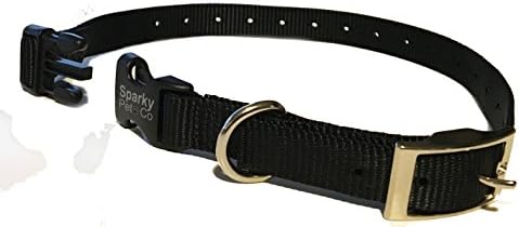 Sparky PetCo E Collar Compatible 3/4" Nylon Double Buckle Quick Snap Replacement Strap for Garmin, PetSafe, Dogtra, and Educator Systems , Black