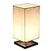 Finether Minimalist Wood Desk Lamp | Table Lamp with Fabric Shade Modern Bedside Lamp for Bedroom, Living Room, Office