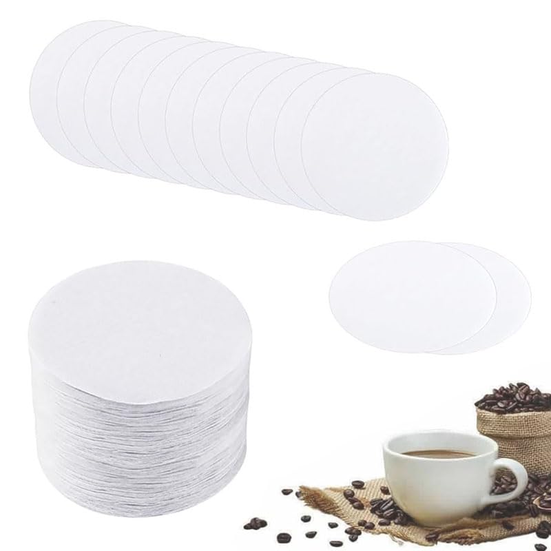 600 PCS Unbleached Natural Paper,6.4 x6.4 cm Natural Round Filter Papers, 64 x 64mm Coffee Filters Round Replacement Compatible with Aerobie Aeropress Coffee and Espresso Makers - (White)