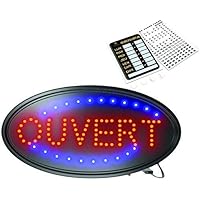 SEREEN® Signe Ouvert Pour les entreprises, Signe LED clignotant ovale 23x14 pouces, LED Ultra-lumineuses, Deux Modes, Avec ki