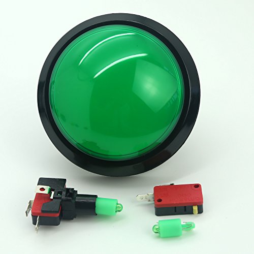 Easyget 5v 100mm Dome Shaped Jumbo LED Illuminated Self-resetting Push Button Switch for Arcade Game Projects , Pop'n Music DIY Projects & Mame DIY Projects Green Color