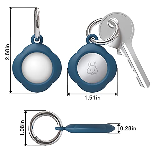 4 Pack Cases for Airtag 2021: Silicone Secure Holder Case with Keychain for AirTag Finder, Waterproof Anti-Scratch Anti-Lost Protective Cover for Airtag (Black/ White/ Blue/ Red)