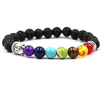 KISSFRIDAY Creative Colorful Chakra Yoga Energy Lava Volcanic Stone Beads Bracelet(style 2)
