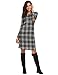 Halife Womens Plaid Striped Swing Tunic Dress Long Sleeve T-Shirt Dress w/Pockets