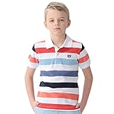 Leo&Lily Big Boys Casual Cotton Lapel Yarn Dyed Stripe Polo Short Sleeve