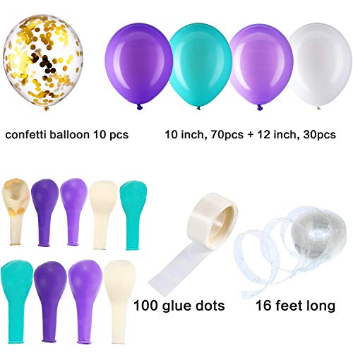 Tatuo 112 Pieces Balloon Garland Kit Balloon Arch Garland for Mermaid Birthday Party Decorations (Pu - //coolthings.us