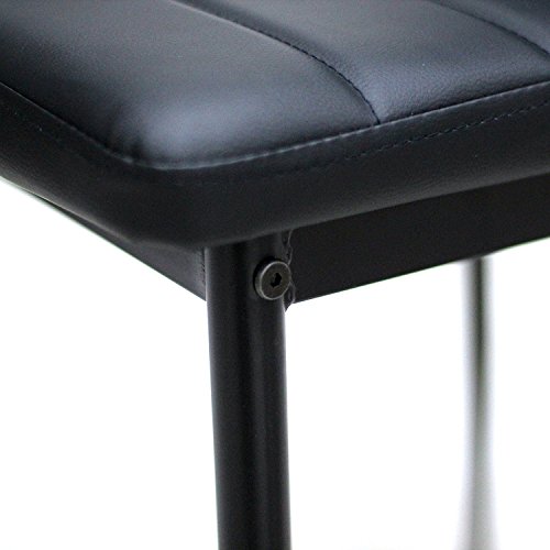 EBS 7 Piece Dining Table Set for 6 Kitchen Dinette Furniture with Glass Top and Metal Leg, Black