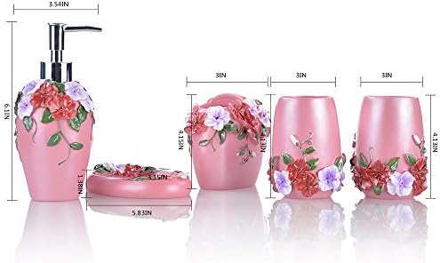 New Wedding Gift Luxury 5pieces European Bathroom Accessories Set with Toothbrush Holder, Lotion Dispenser, Soap Dish & Tumbler