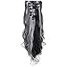 Womens 18 Clips 8pcs Full Head Hair Extensions 24 Inch Long Curly Natural Black mix Silver Grey Hairpiece