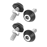 Car Silver Tone Black Hex Head License Plate Bolts Screws 4 Pcs