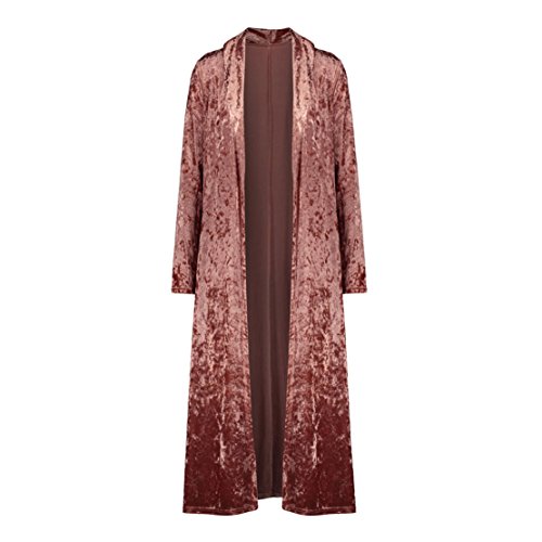 Mose Ladies Vest Womens Spring Velvet Sleeveless Cardigan Parka Outerwear Coat (Pink, S) - Thumbnail 3
