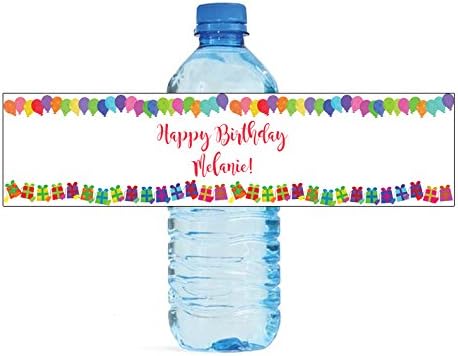 DesignThatSign Presents and Balloons Theme Birthday Party Water Bottle Labels