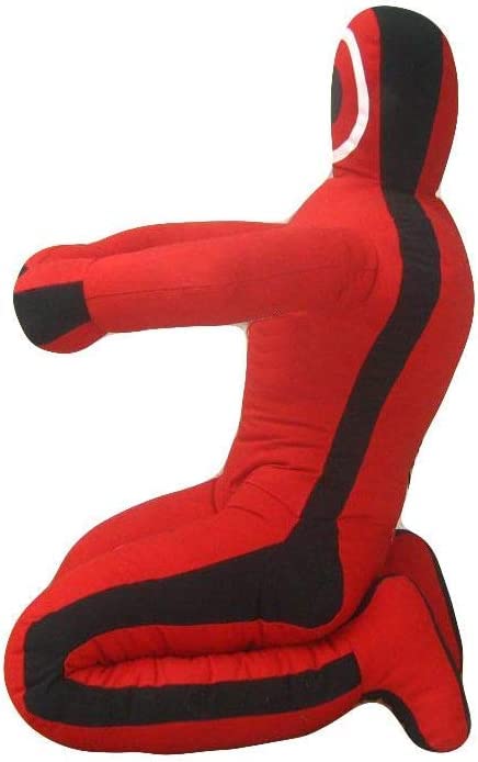 MMA Grappling Dummy - Judo Punching Bag, MMA BJJ Jiu Jitsu Sitting Position Hands Front (UNFILLED, Canvas) (70", Red Canvas)