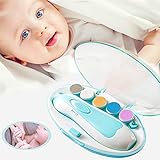 Electric Baby Nail Trimmer - Safe Toenail and Fingernails Care Trim with LED Light for Infant Toddlers Kids Adults - with 6 Interchangeable Pads and Adjustable Speed