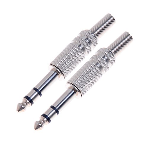 HTTX 1/4" 6.35mm Stereo Male Connector with Spring Strain Relief Plug Coax Audio Mic Solder Adapter (5-PACK) - Thumbnail 2