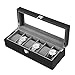 SONGMICS 6 Slots Wooden Watch Box, Watch Case Glass Lid, Watch Holder Removable Watch Pillows, Watch Display Velvet Lining, Metal Clasp, Black UJOW06BK