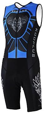 KOOPLUS - Triathlon Blue+Black Wolf Sleeveless Wear and Shorts Conjoined Cycling Clothing , XXXL