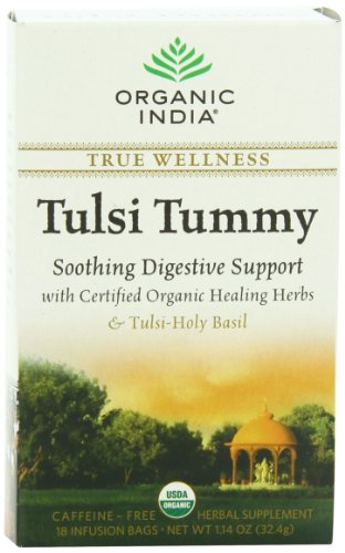 Organic India Organic Tulsi Herbal Tea, Tulsi Tummy, 18 Tea Bags (Pack of 6)