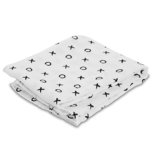 lulujo Baby Rayon Sourced Bamboo Muslin Swaddling Blanket, Hugs and Kisses, 47 x 47 by lulujo Baby