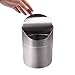 Samyoung Recycling Trash Can Fashion Mini Brushed Stainless Steel Wave Cover Counter Top Trash Can Garbage Bin Wastebasket Perfect for the Kitchen Bathroom Office Car Use