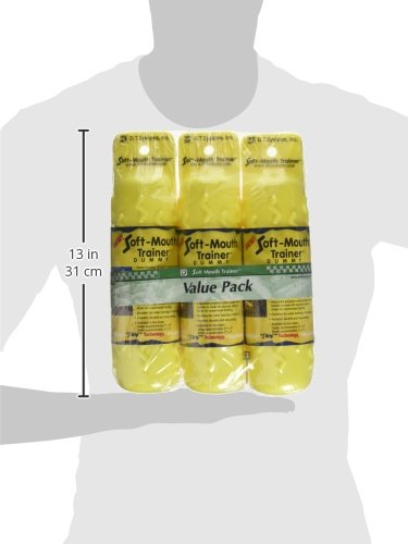 D.T. Systems Soft-Mouth Trainer Large 3-Inch by 12-Inch Plastic Dog Training Dummy, Opti Yellow, 3-Pack