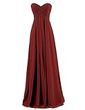 Ouman Sweetheart Bridesmaid Chiffon Prom Dress Long Evening Gown Burgundy M
