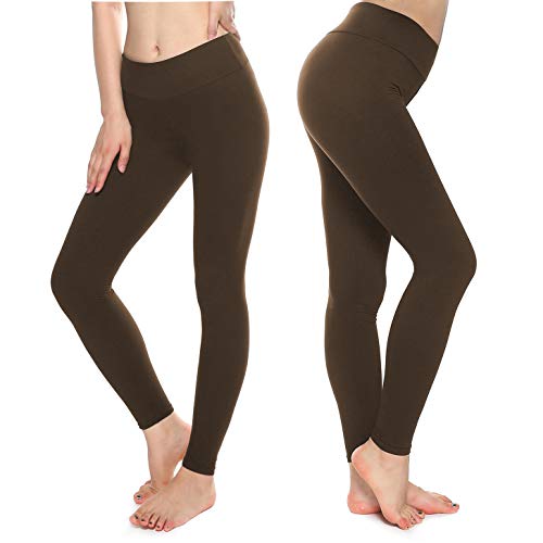 KT Buttery Soft Leggings Capri for Women - High Waisted Leggings Pants with Inner Pocket (One Size, Coffee)